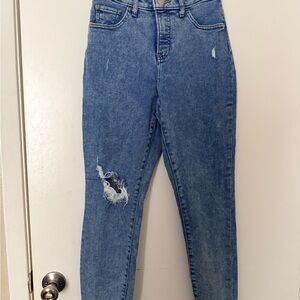 Express High Rise Blue Distressed Jeans